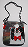 Japanese Chin Purse 2 - This cross-body Chin purse features a boy Japanese Chin image on mylti-colored hoodie material with adjustable shoulder straps and red dog bone accent. Measures 11.00" X 10.00" (27.94 X 25.40 cm).