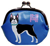 Boston Terrier Coin Purse features a Boston Terrier on a deep sky blue background on the front and an aqua blue ground on the back. And large enough to hold your cell phone. Measures 5.50" X 5.50" (13.335 X 13.335 cm).