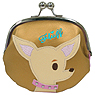 Chihuahua Coin Purse 1 - This cute coin purse features a Chihuahua on a gold background. Flip it over and the background is a very hip pink! Measures 5.50" X 5.50" (13.335 X 13.335 cm).
