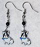 French Bulldog Earrings 1 - Genuine Onyx beads are paired with adorable black and white enamel French Bulldog charms. The Frenchies sport a blue collar.