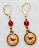 Pug Earrings 2 -Genuine Carnelian gemstone beads are paired with antiqued cameo pug charms and leverback earwires.