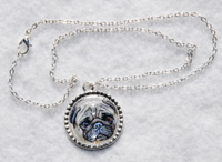 Pug Necklace 1 - Round pendant with fawn Pug.